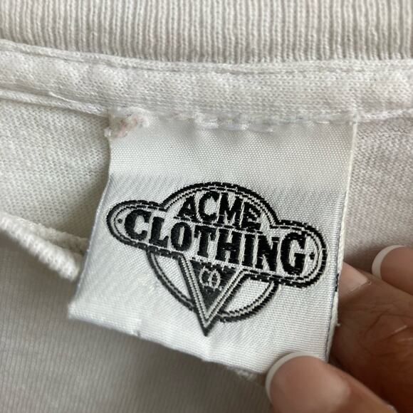 Vintage White Tee Looney Tunes Graphic Front Back ACME Men’s XL - Picture 3 of 7